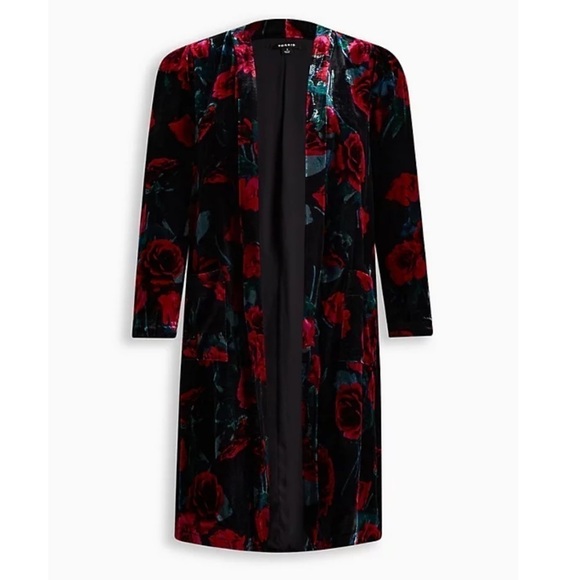 Torrid floral VELVET DUSTER KIMONO - Picture 5 of 11